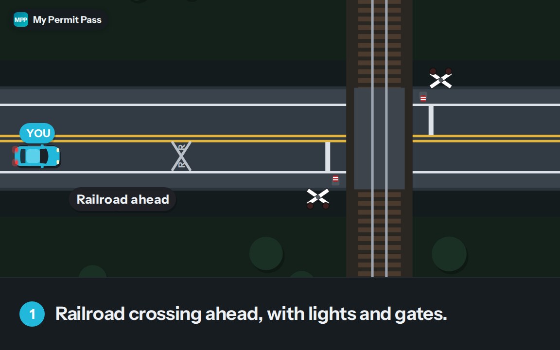 Stopping at a railroad crossing