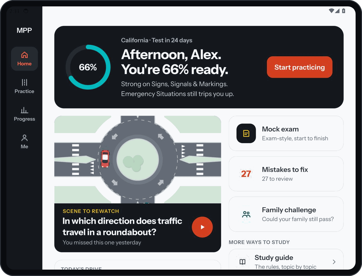 My Permit Pass on an Android foldable: home