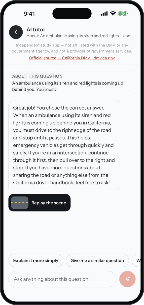 My Permit Pass on iPhone: ask the ai tutor
