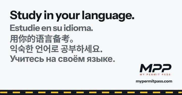 Study in your language, written in five languages.