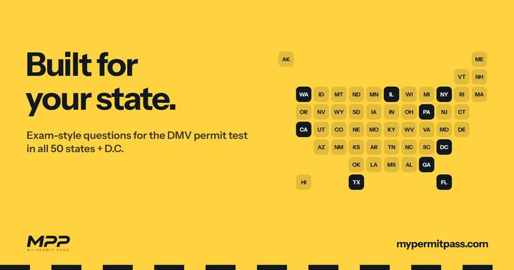 “Built for your state.” with a tile map of all 50 states and D.C. on lane yellow